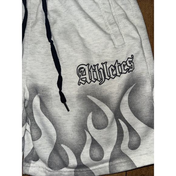 Athletics Gray Sweat Shorts w/ Flame Graphic Men’s Small 28” Streetwear - Picture 2 of 4